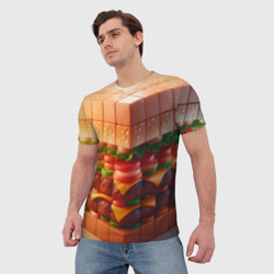 Мужская футболка 3D Гамбургер в кубе - фото 2
