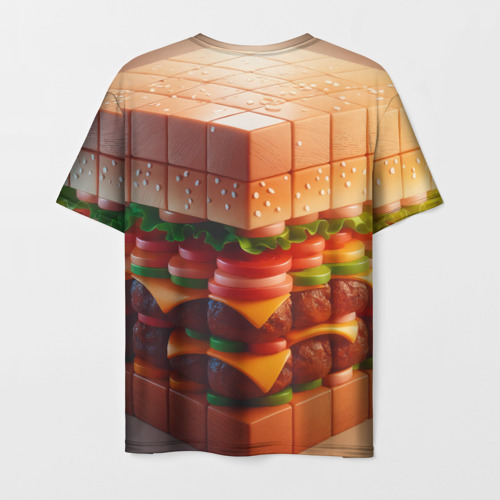 Мужская футболка 3D Гамбургер в кубе, цвет 3D печать - фото 2