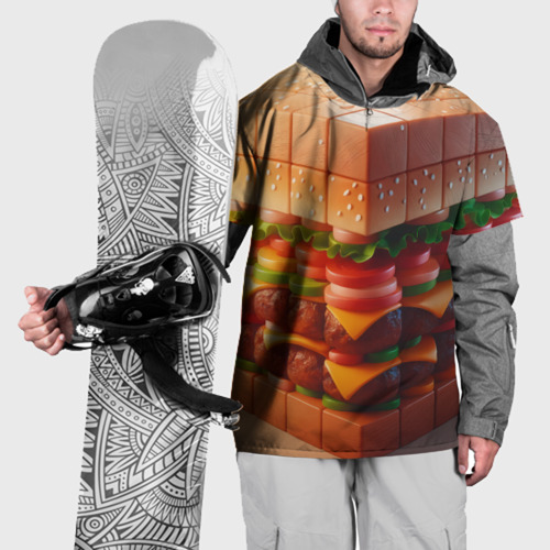 Накидка на куртку 3D Гамбургер в кубе, цвет 3D печать