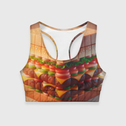 Женский спортивный топ 3D Гамбургер в кубе