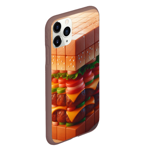 Чехол для iPhone 11 Pro матовый Гамбургер в кубе, цвет коричневый - фото 3