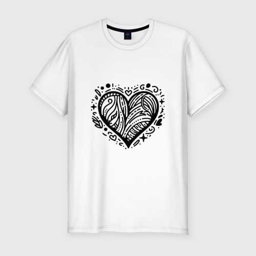 Мужская футболка хлопок Slim Декоративная татуировка сердце, цвет белый