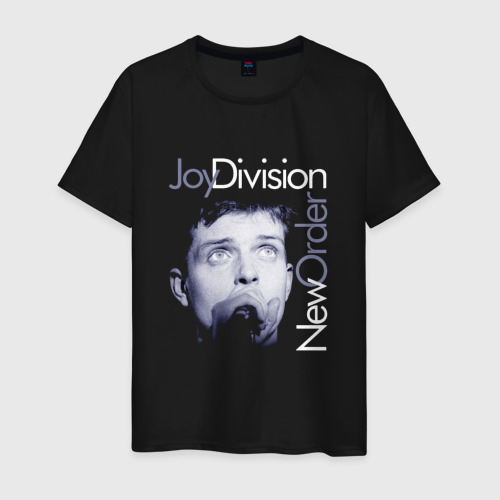 Мужская футболка из хлопка с принтом Joy Division - Ian Curtis, вид спереди №1