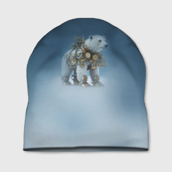 Шапка 3D Белый северный медведь в стиле стимпанк 