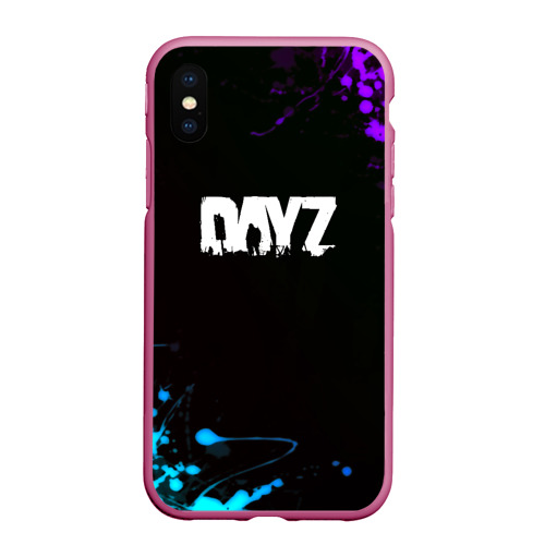 Чехол для iPhone XS Max матовый Dayz неоновые краски, цвет малиновый