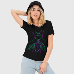 Женская футболка 3D Slim Chrysobothris жук неон чёрный - фото 2