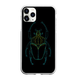 Чехол для iPhone 11 Pro Max матовый Жук голиаф неон чёрный