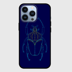 Чехол для iPhone 13 Pro Жук голиаф неон синий
