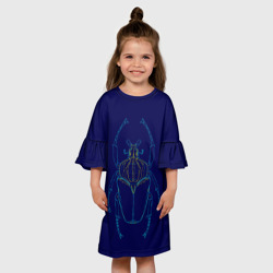Детское платье 3D Жук голиаф неон синий - фото 2