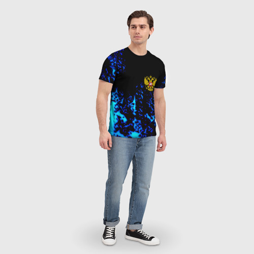 Мужская футболка 3D с принтом Герб краски текстура, вид сбоку #3