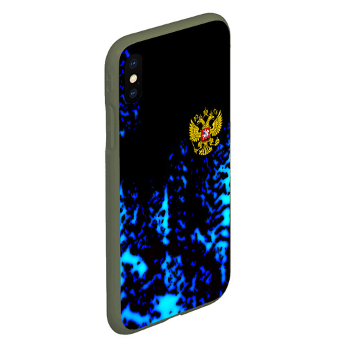 Чехол для iPhone XS Max матовый с принтом Герб краски текстура, вид сбоку #3