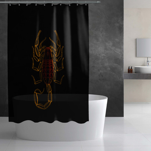 Штора 3D для ванной Скорпион неон чёрный - фото 2