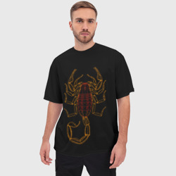 Мужская футболка oversize 3D Скорпион неон чёрный - фото 2