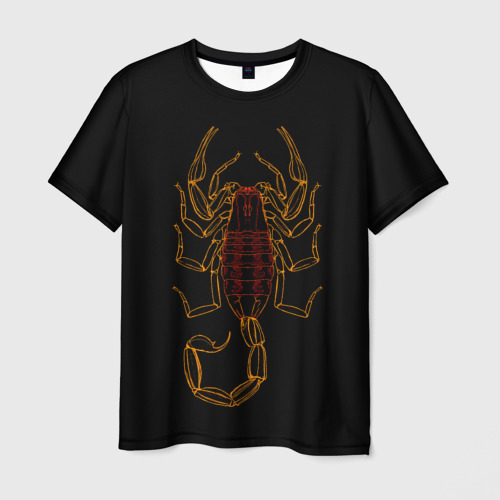 Мужская футболка 3D Скорпион неон чёрный, цвет 3D печать
