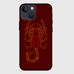 Чехол для iPhone 13 mini Скорпион неон бордовый