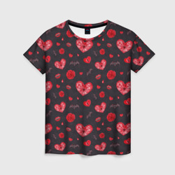 Готичные сердечки – Женская футболка 3D с принтом купить со скидкой в -26%