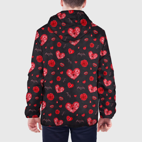 Мужская куртка 3D с принтом Готичные сердечки, вид сзади #2