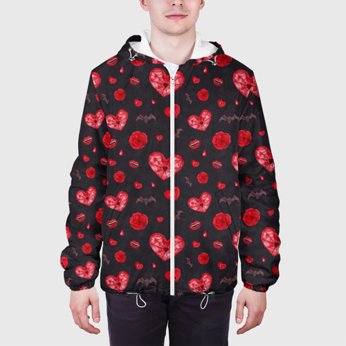 Мужская куртка 3D с принтом Готичные сердечки, вид сбоку #3
