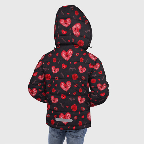 Зимняя куртка для мальчиков 3D с принтом Готичные сердечки, вид сзади #2