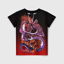 Детская футболка 3D Дракон и тигр в год дракона