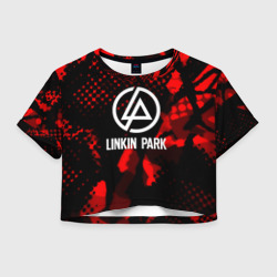 Женская футболка Crop-top 3D Linkin park краски текстуры