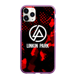 Чехол для iPhone 11 Pro Max матовый Linkin park краски текстуры