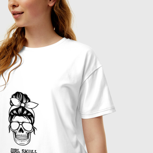Женская футболка хлопок Oversize с принтом Череп девушки-gerl skull, фото на моделе #1