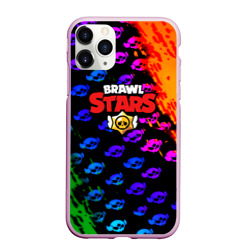 Чехол для iPhone 11 Pro Max матовый Brawl stars неон лого паттерн