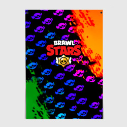 Постер Brawl stars неон лого паттерн