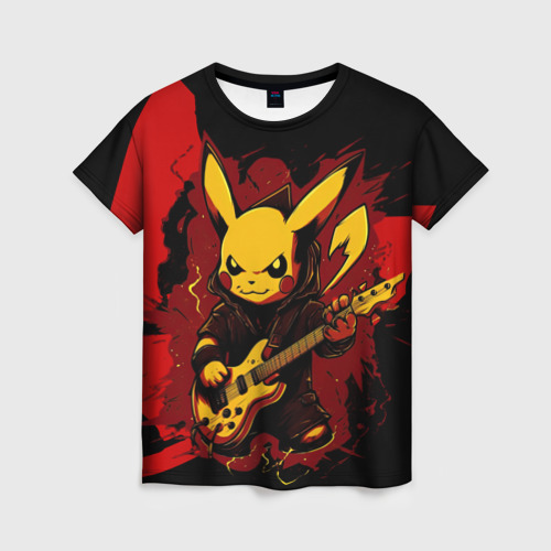 Женская футболка 3D с принтом Устрашаюший покемон с гитарой, вид спереди #2