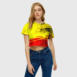 Женская футболка Crop-top 3D Borussia color краски спорт - фото 2