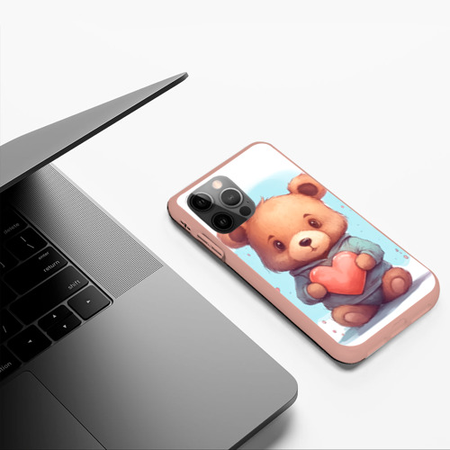 Чехол для iPhone 12 Pro Max с принтом Плюшевый мишка держит сердечко, фото #5