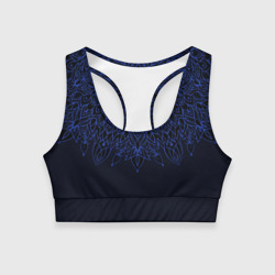 Тёмно-синий узорами мандала – Женский спортивный топ 3D с принтом купить