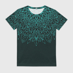 Женская футболка 3D Мандала изумрудный
