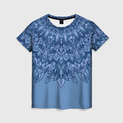 Сине-голубой узор мандала – Женская футболка 3D с принтом купить со скидкой в -26%