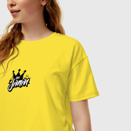 Женская футболка хлопок Oversize Jimin k-stars, цвет желтый - фото 3
