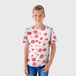 Детская футболка 3D Поцелуйчики паттерн - фото 2