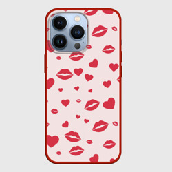 Чехол для iPhone 13 Pro Поцелуйчики паттерн