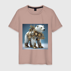 Белый медведь в стиле стимпанк – Мужская футболка хлопок с принтом купить со скидкой в -20%