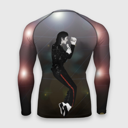 Мужской рашгард 3D с принтом Michael Jackson в прыжке, вид сзади #1