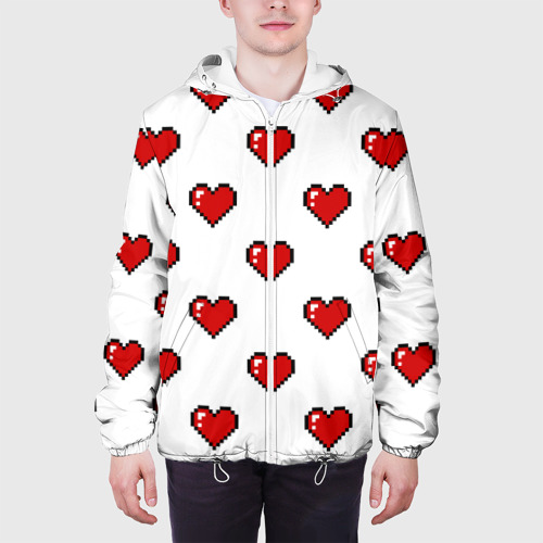 Мужская куртка 3D Pixel сердечки, цвет 3D печать - фото 4