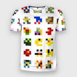 Мужская футболка 3D Slim Пиксельные персонажи