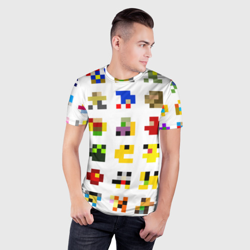 Мужская футболка 3D Slim Пиксельные персонажи, цвет 3D печать - фото 3