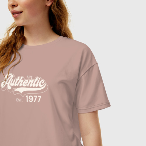 Женская футболка хлопок Oversize Authentic 1977, цвет пыльно-розовый - фото 3