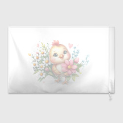 Флаг 3D Мультяшный цыпленок с цветами - фото 2