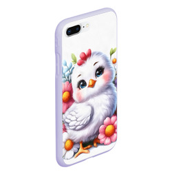 Чехол для iPhone 7Plus/8 Plus матовый Мультяшная курица с цветами акварелью - фото 2