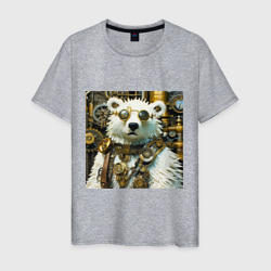 Северный медведь воин в очках в стиле стимпанк – Мужская футболка хлопок с принтом купить со скидкой в -20%