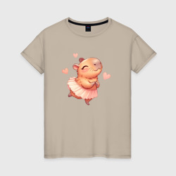 Капибара девочка – Женская футболка хлопок с принтом купить со скидкой в -20%