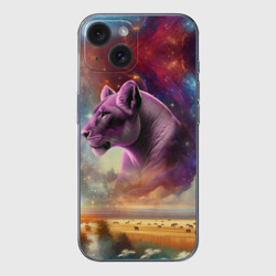Чехол для iPhone 15 силиконовый с защитой камеры Небесная львица в пару льву