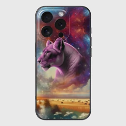 Чехол для iPhone 16 Pro силиконовый с защитой камеры Небесная львица в пару льву